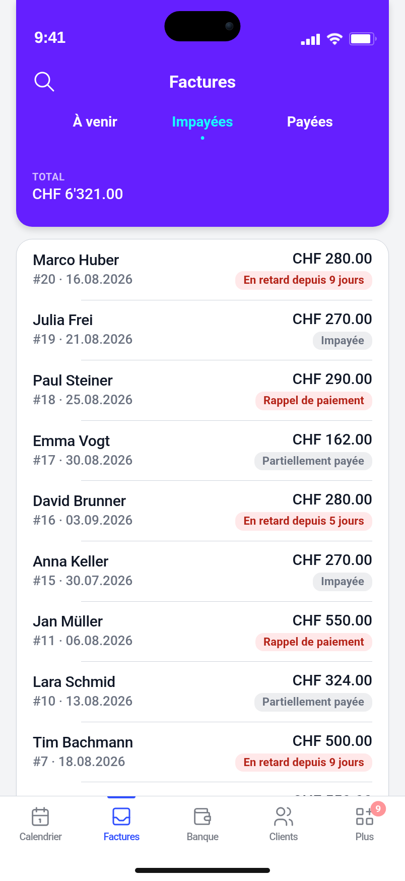 Facturation et dépenses dans Outdrive